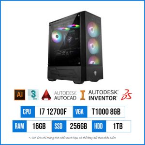 PC Workstation T36 – Core i7 12700F | 16G | T1000 8GB | 256G SSD | 1TB
