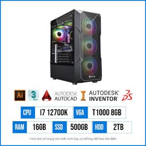 PC Workstation T38 – Core i7 12700K | 16G | T1000 8GB | 500G SSD | 2TB