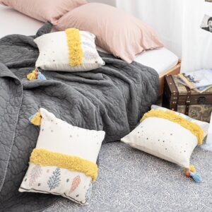 VỎ GỐI BÔNG NỔI VÀNG VINTAGE