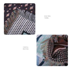 Thảm dệt xanh ô bi Vintage