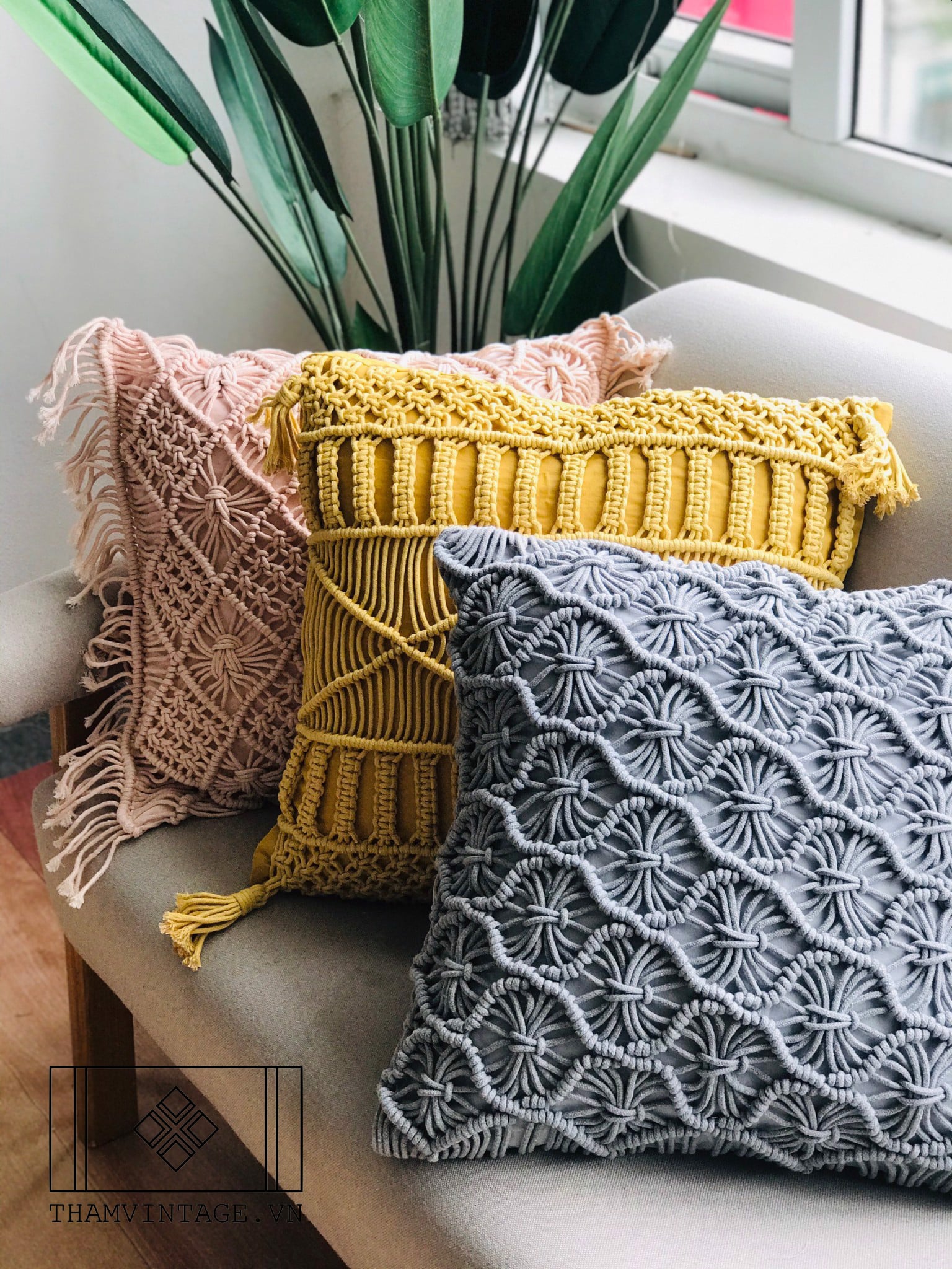 Vỏ gối Macrame