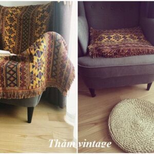 Thảm dệt thổ cẩm nâu họa tiết nhỏ