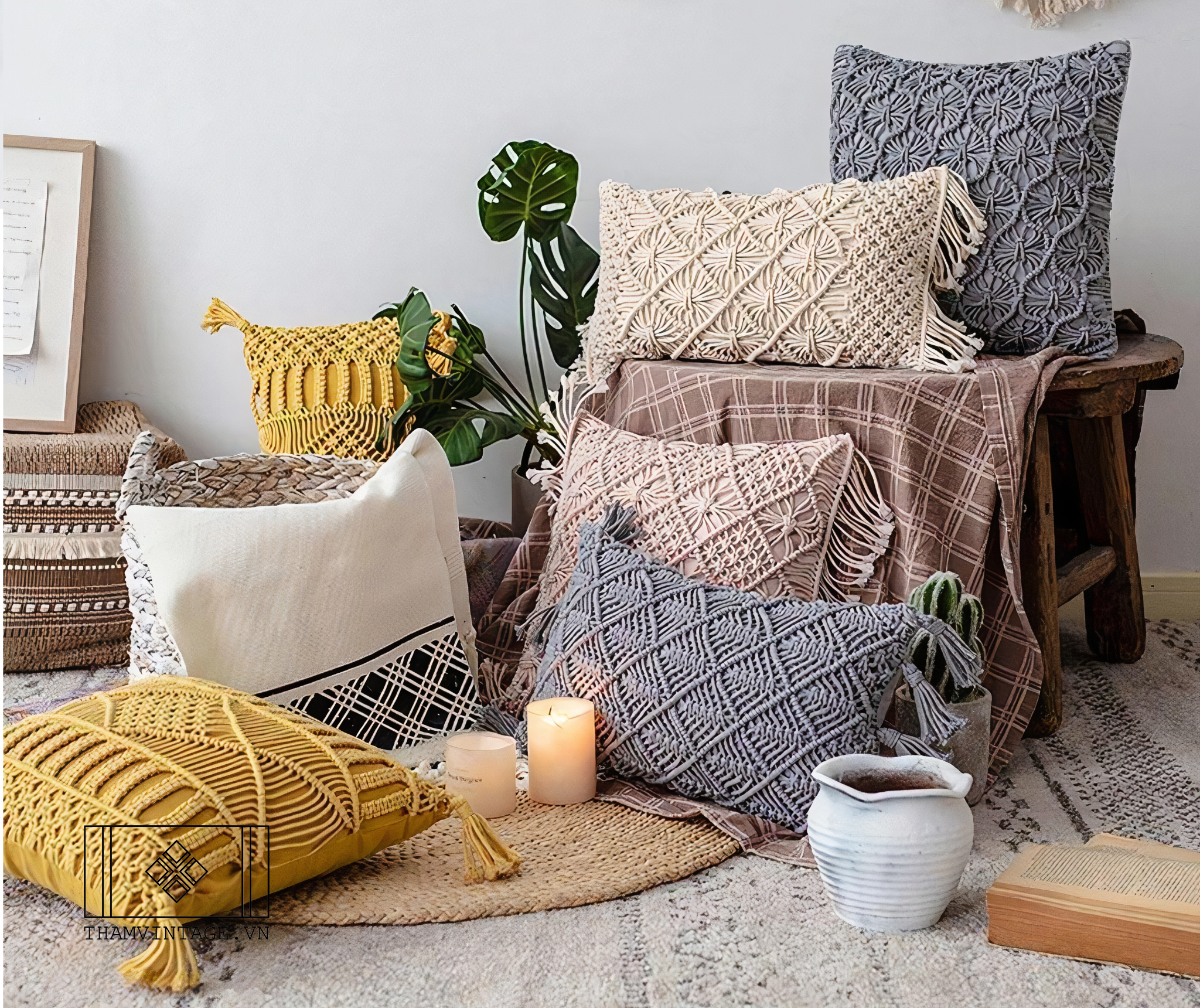 Vỏ gối Macrame
