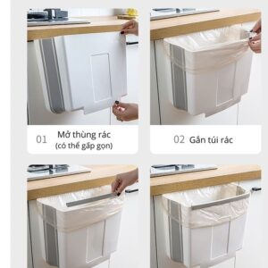 THÙNG RÁC TREO GẤP GỌN SILICONE KIỂU NHẬT KHÔNG CẦN ĐỤC LỖ