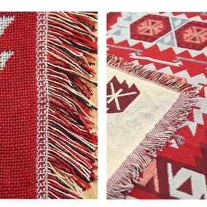 Thảm dệt boho đỏ