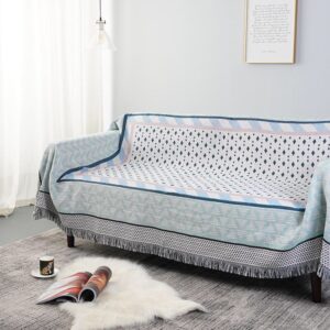 Thảm dệt xanh ô bi Vintage