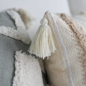 Vỏ gối bông nổi màu trắng/xám
