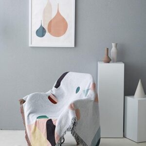 Thảm dệt xanh pastel hình học