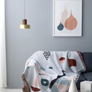 Thảm dệt xanh pastel hình học