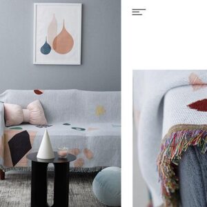 Thảm dệt xanh pastel hình học