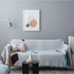 Thảm dệt xanh pastel hình học