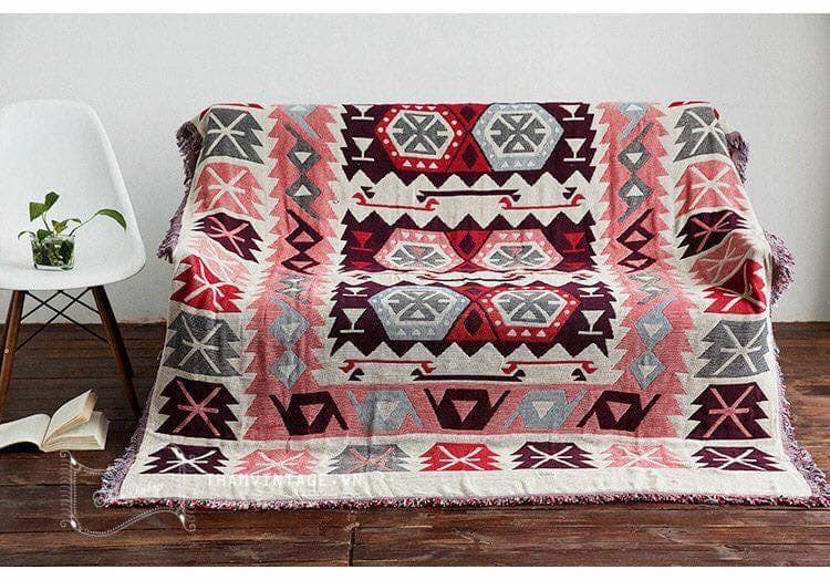 Thảm dệt boho đỏ