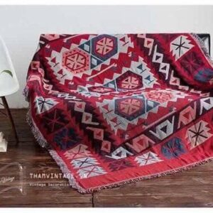 Thảm dệt boho đỏ