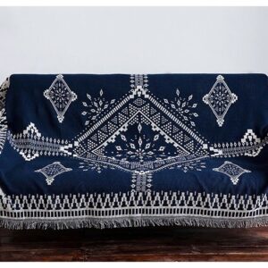 Thảm dệt Vintage đen trắng