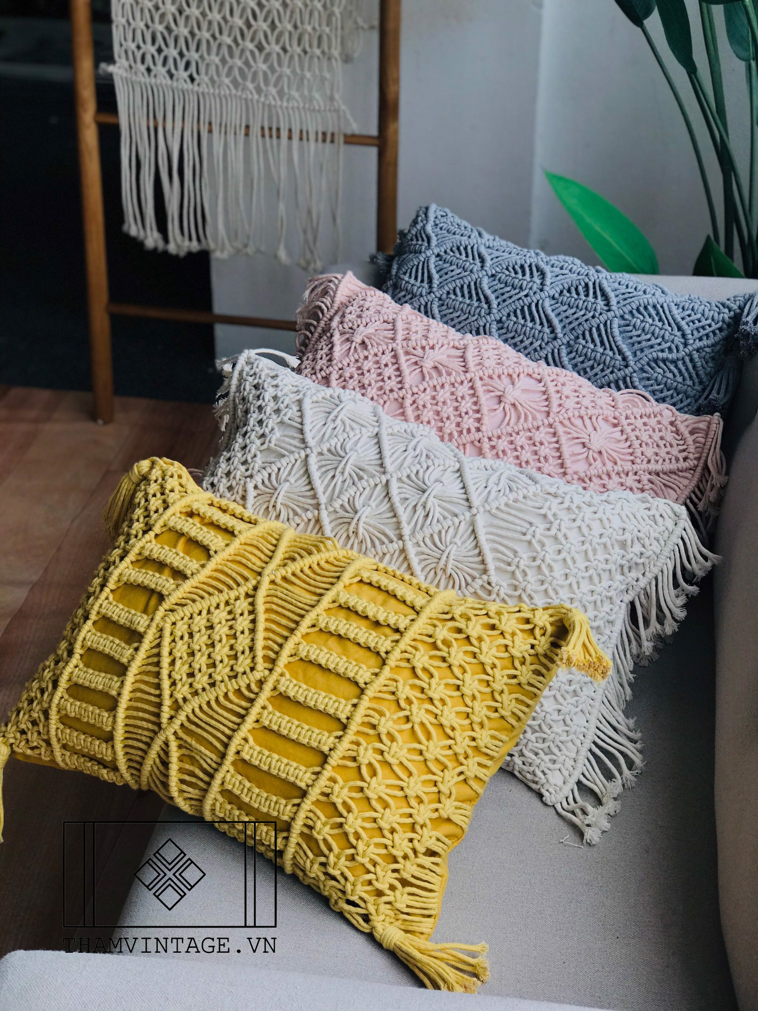 Vỏ gối Macrame
