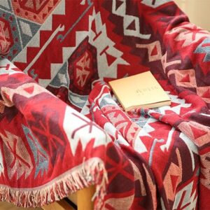 Thảm dệt boho đỏ