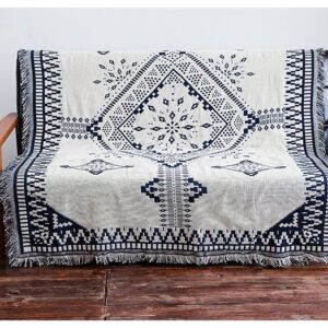 Thảm dệt Vintage đen trắng