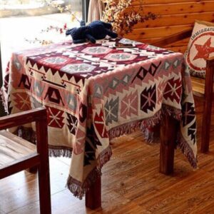 Thảm dệt boho đỏ