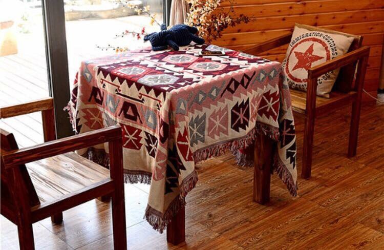 Thảm dệt boho đỏ