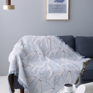 Thảm dệt Two dogs xanh pastel