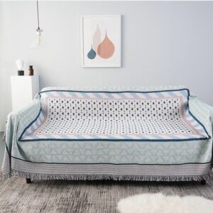 Thảm dệt xanh ô bi Vintage