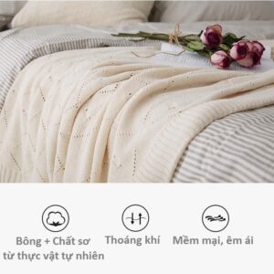Chăn len dệt trắng 3D