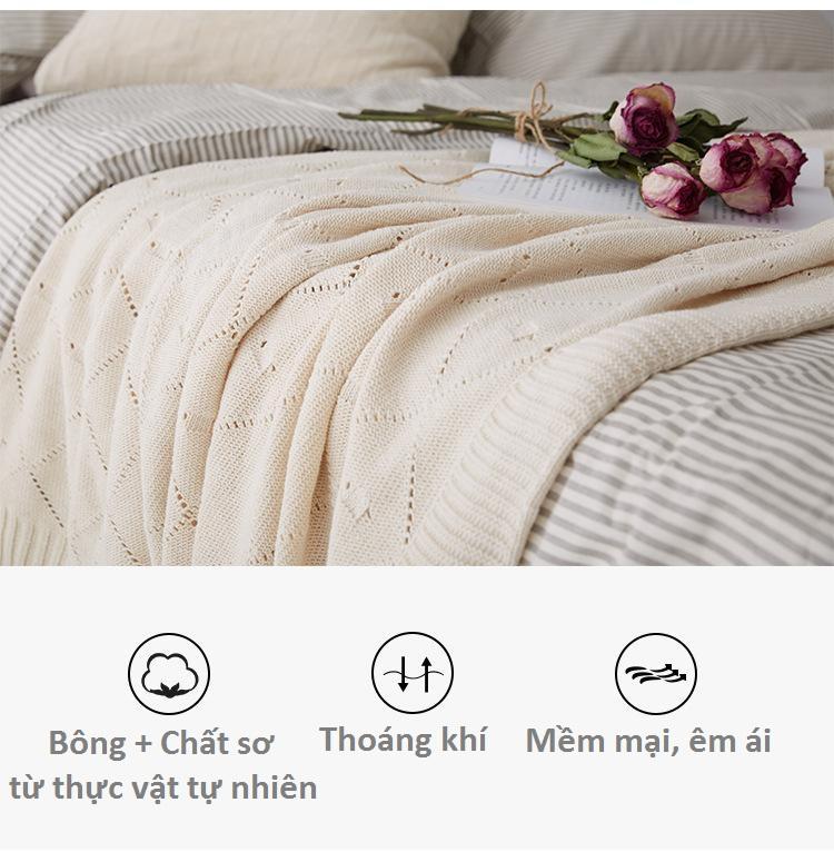 Chăn len dệt trắng 3D