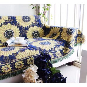 Thảm dệt hướng dương xanh