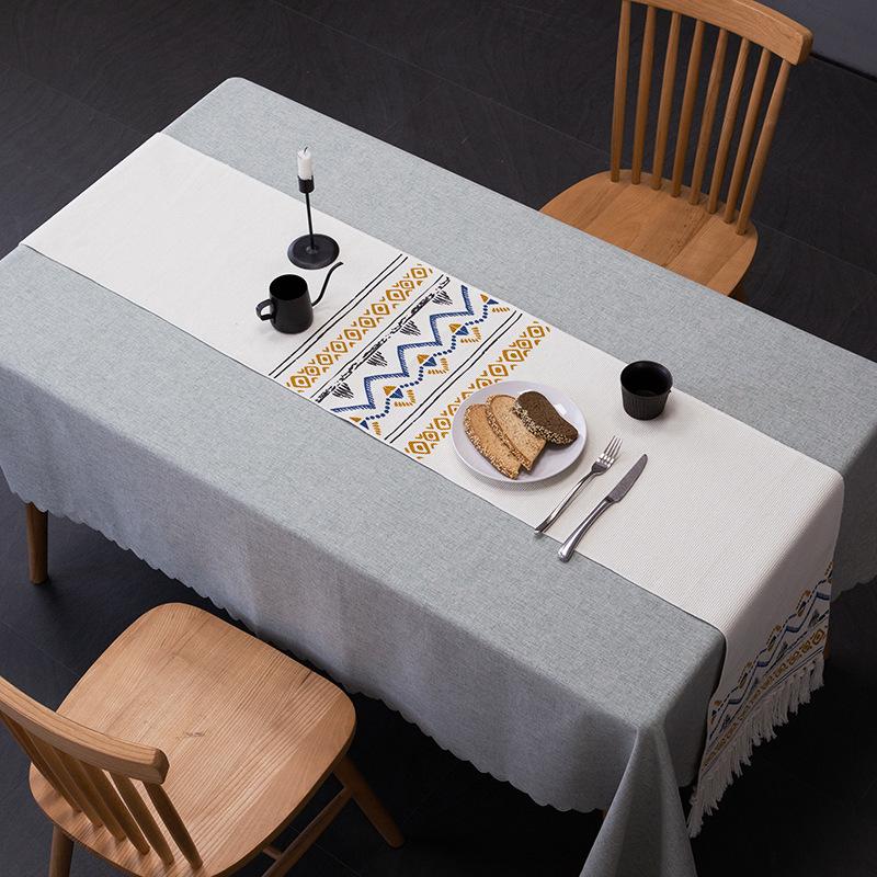 Table runner nhũ vàng xanh