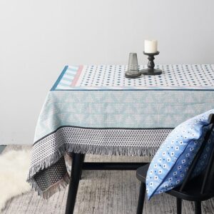 Thảm dệt xanh ô bi Vintage