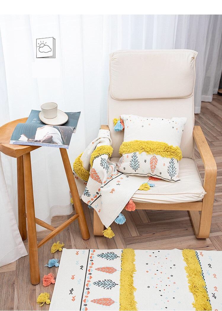 VỎ GỐI BÔNG NỔI VÀNG VINTAGE