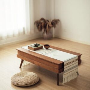 Table Runner nâu nhũ vàng