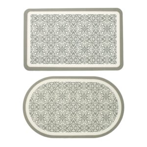 Thảm Nhà Tắm Hình Học Hoa Lá Cành Da Nappa Cao Cấp - BST Mùa Xuân Thảm Vintage