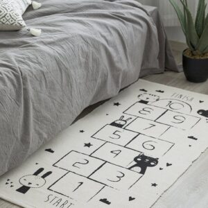 Thảm chân - Thảm cạnh giường ô số đen trắng 70x140cm
