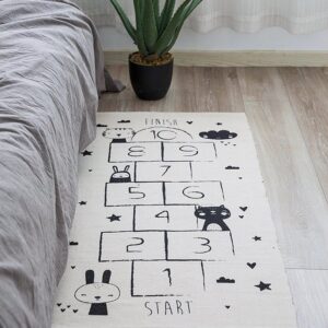 Thảm chân - Thảm cạnh giường ô số đen trắng 70x140cm
