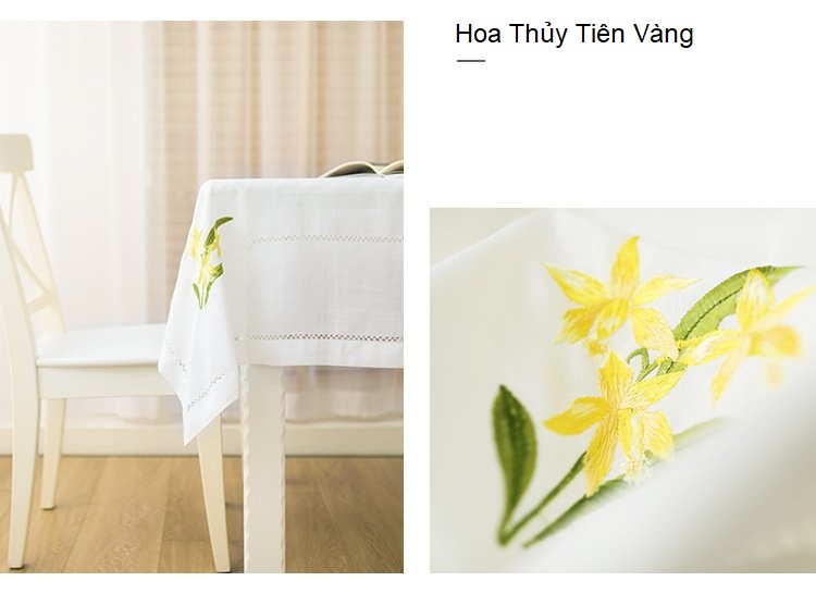 Khải trải bàn thêu tay