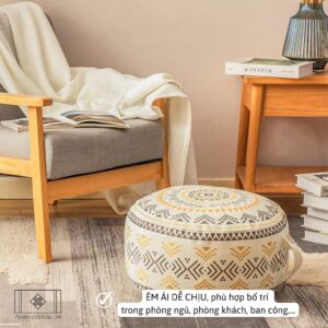 ĐÔN TRÒN NHỒI HẠT XỐP HOA VINTAGE