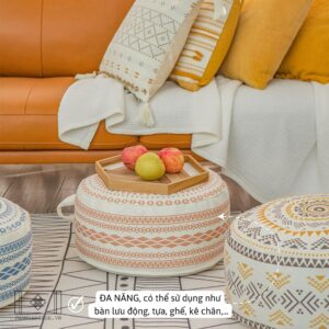ĐÔN TRÒN NHỒI HẠT XỐP HOA VINTAGE