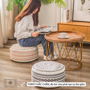 ĐÔN TRÒN NHỒI HẠT XỐP HOA VINTAGE