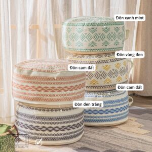 ĐÔN TRÒN NHỒI HẠT XỐP HOA VINTAGE