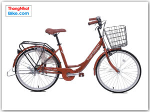 Xe đạp phổ thông Thống Nhất LD 24″ - 01 2023 màu nâu đỏ