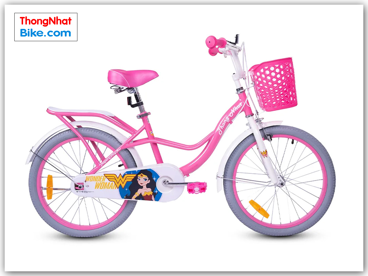 Xe đạp trẻ em nữ Thống Nhất Wonder Woman màu hồng
